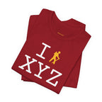 I Hike unisex T, yellow hiker