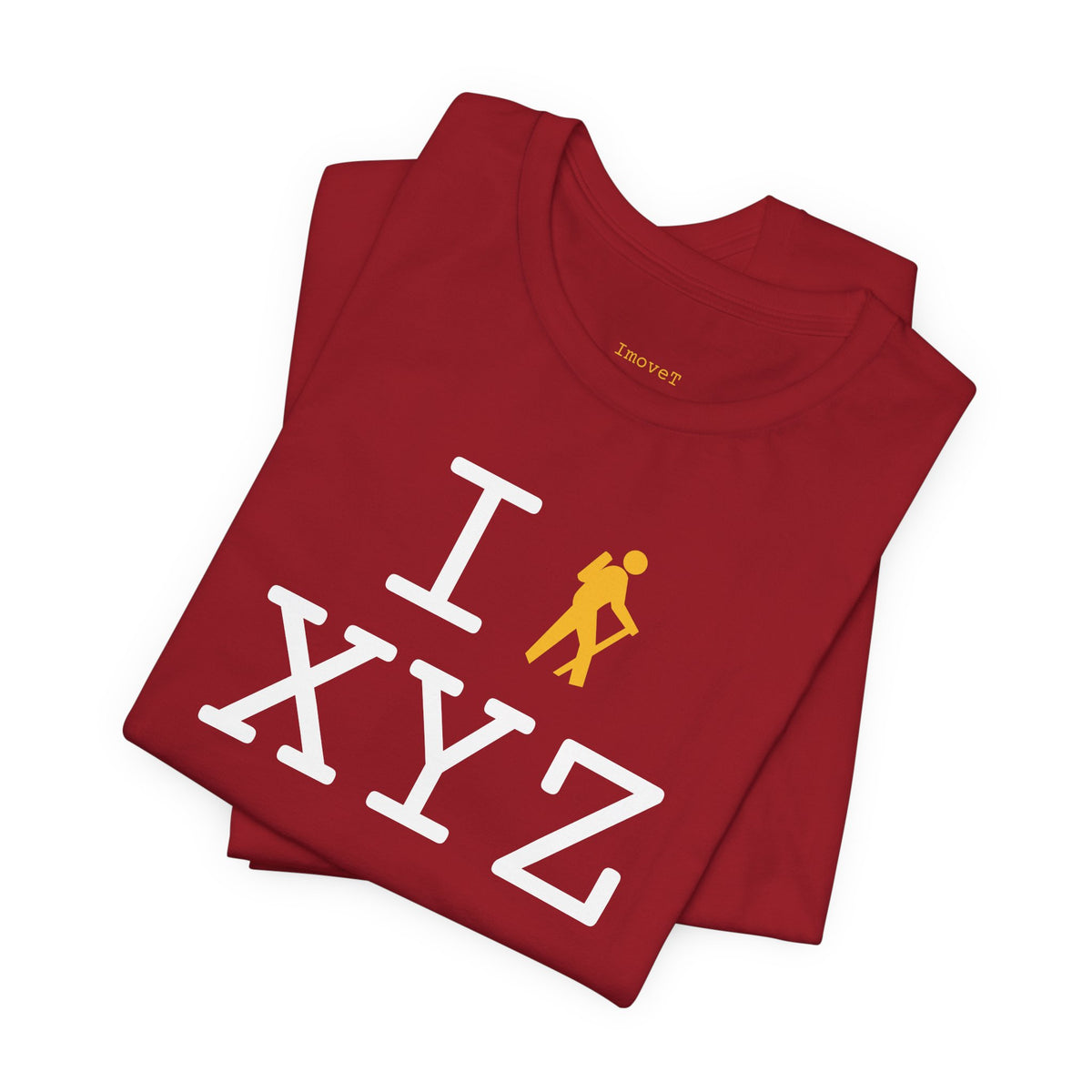 I Hike unisex T, yellow hiker