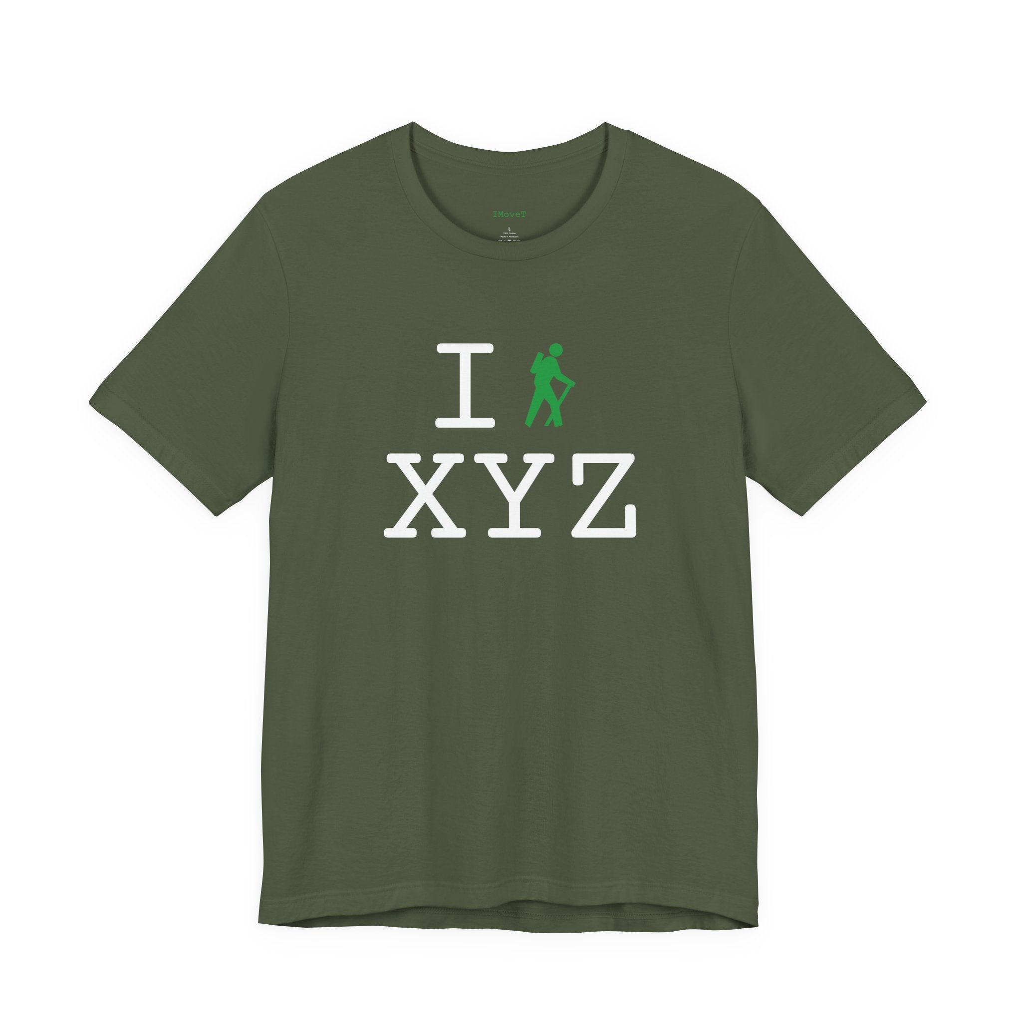 I Hike ___ unisex T, green hiker