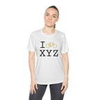 I Bike women's athletic T, gold bike