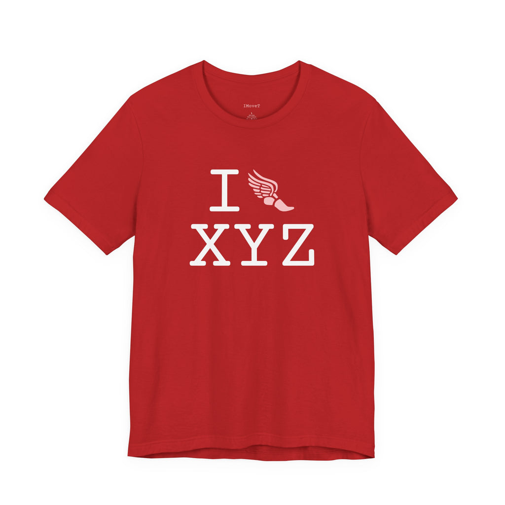 I Run ___ unisex T, pink logo