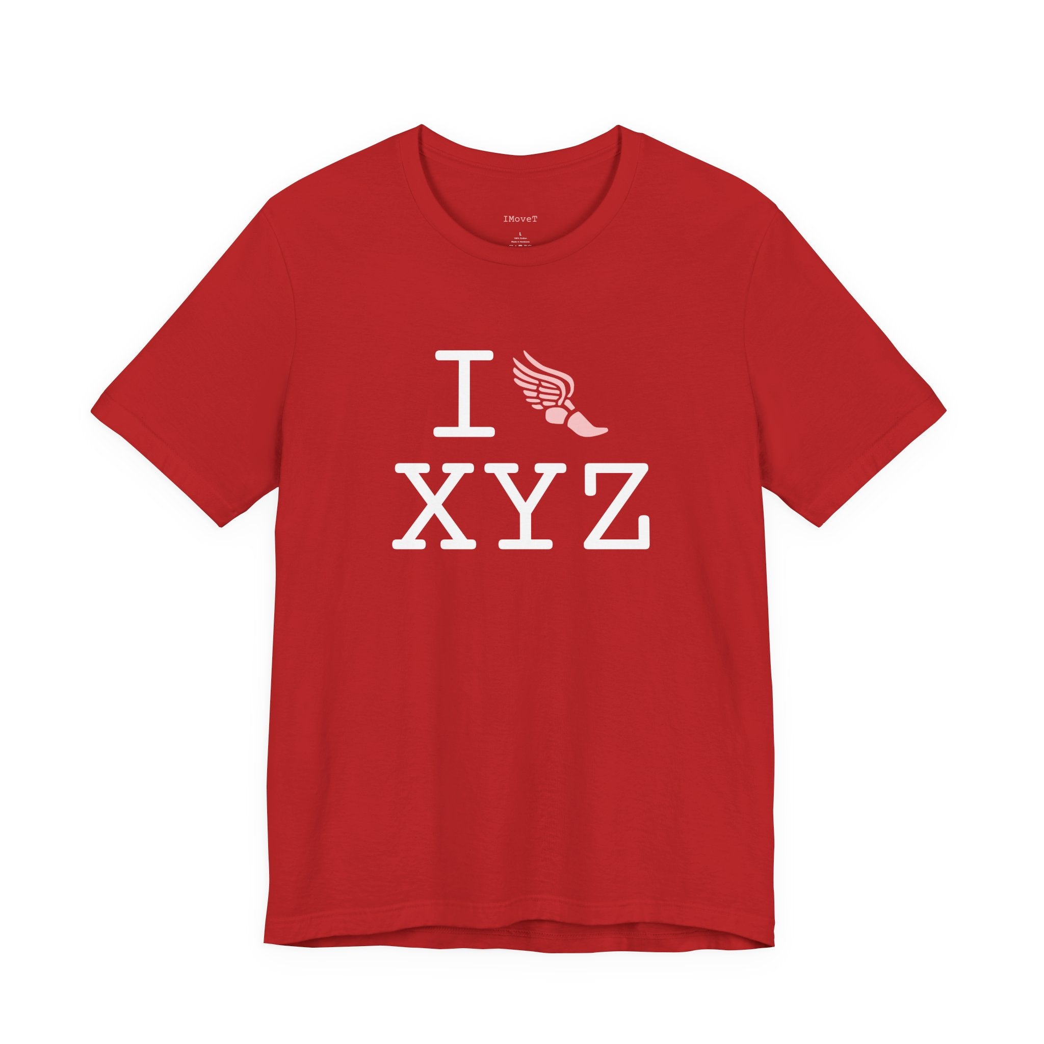 I Run ___ unisex T, pink logo