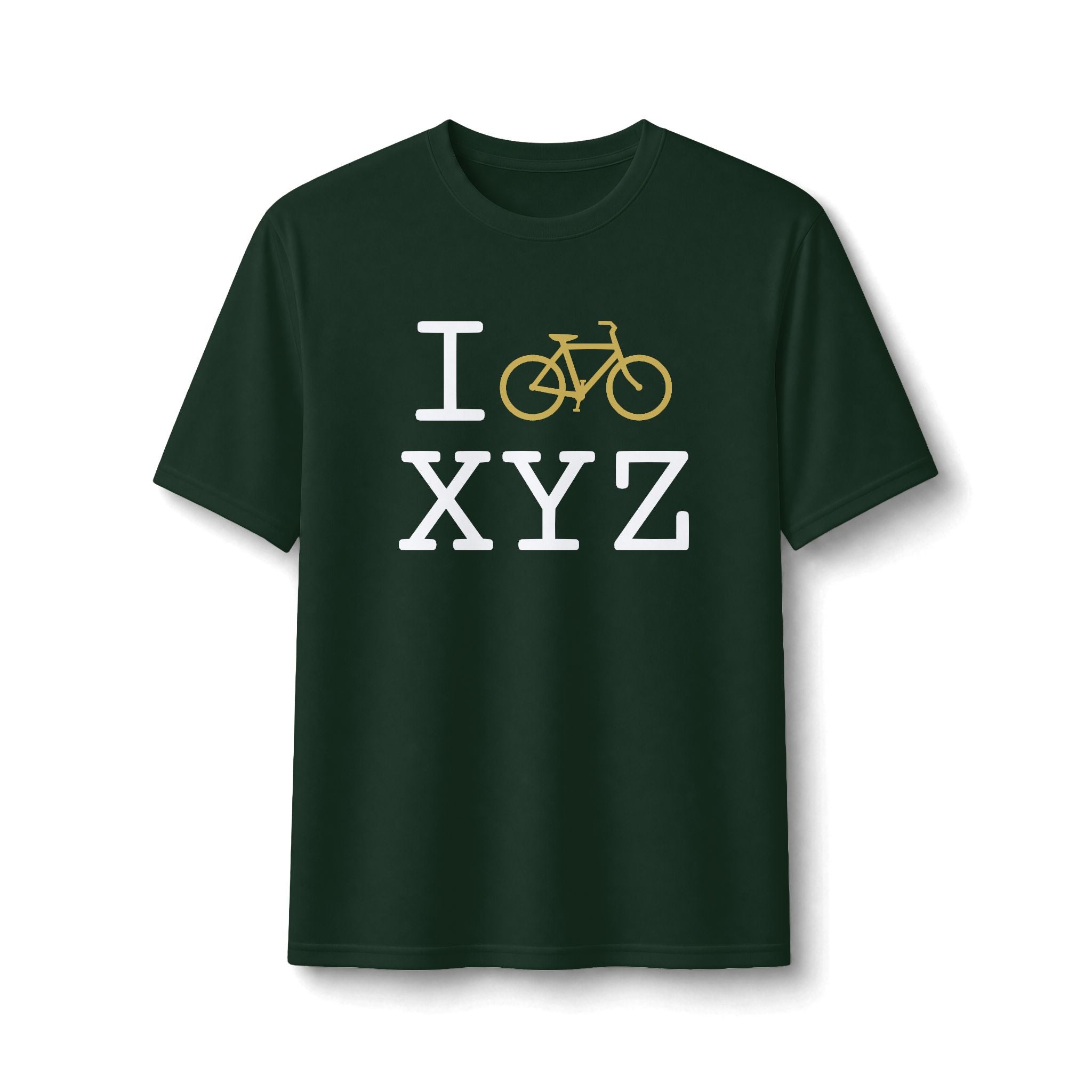 "I Bike ___" athletic T, gold bike