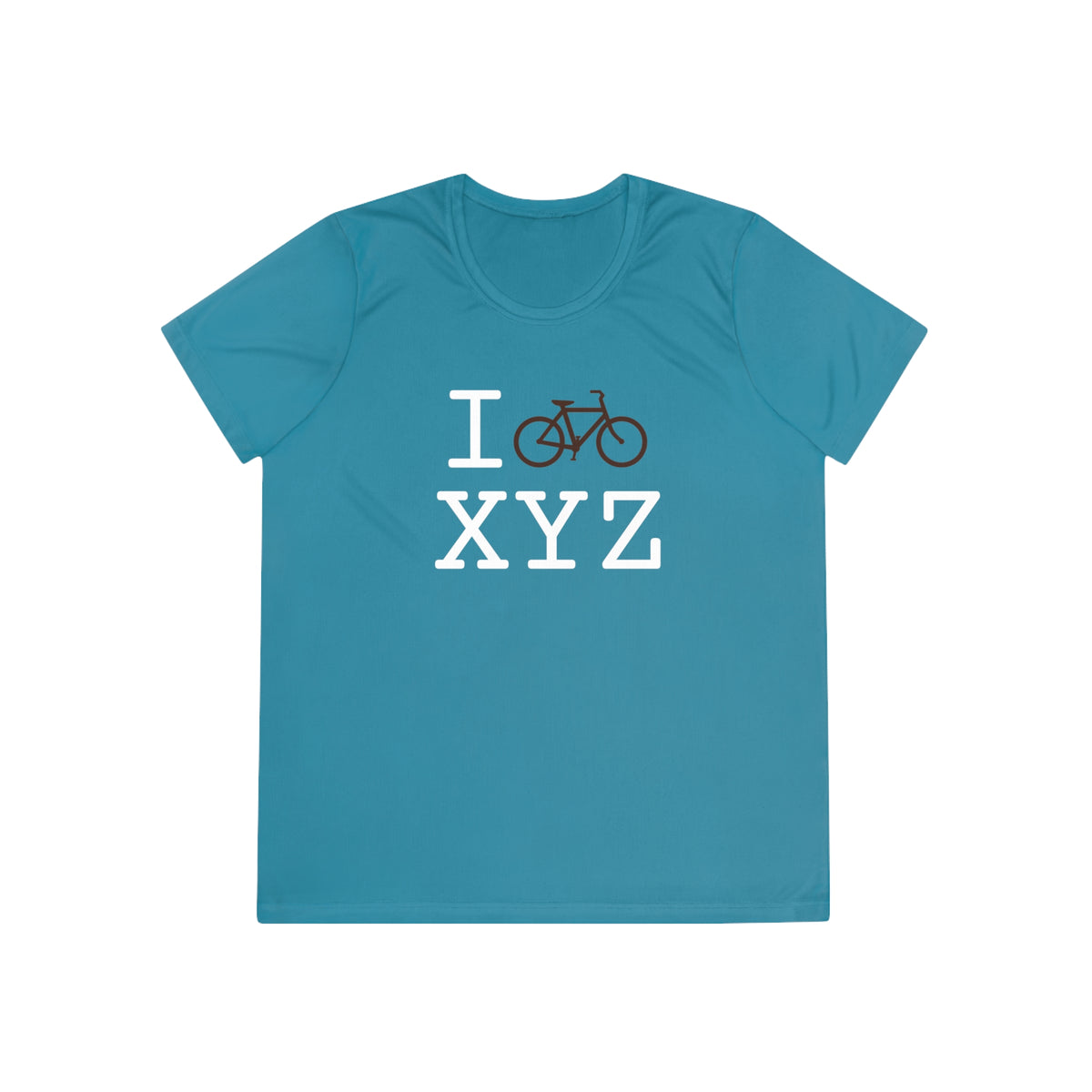 I Bike women's athletic T, brown bike