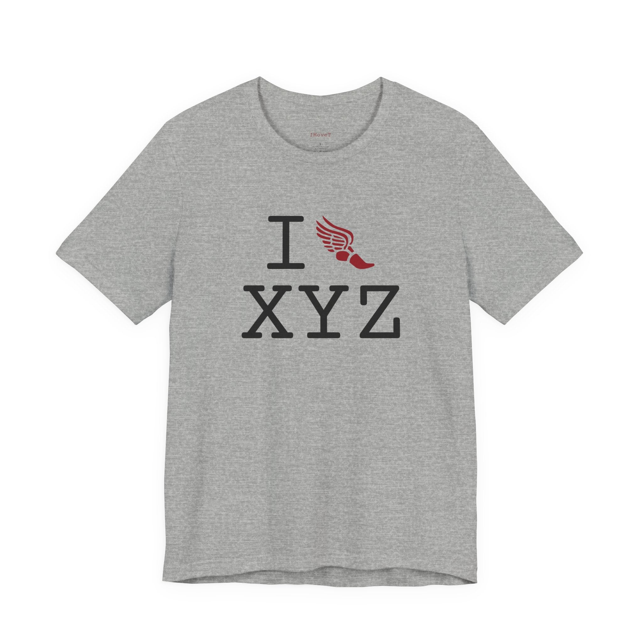 I Run ___ unisex T, crimson logo