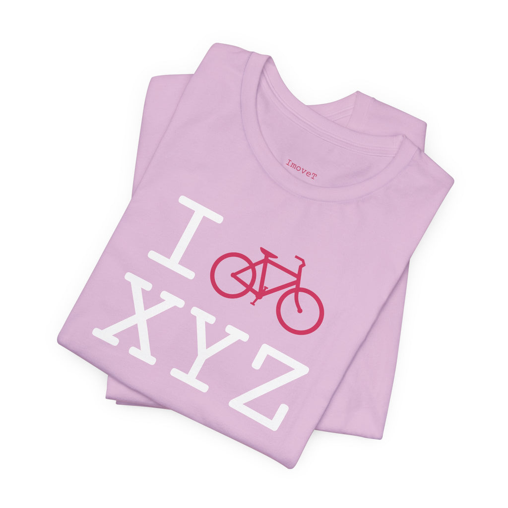 I Bike unisex T, hot pink bike