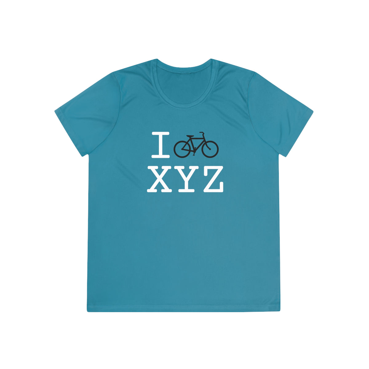 I Bike women's athletic T, black bike