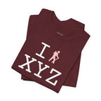I Hike unisex T, pink hiker