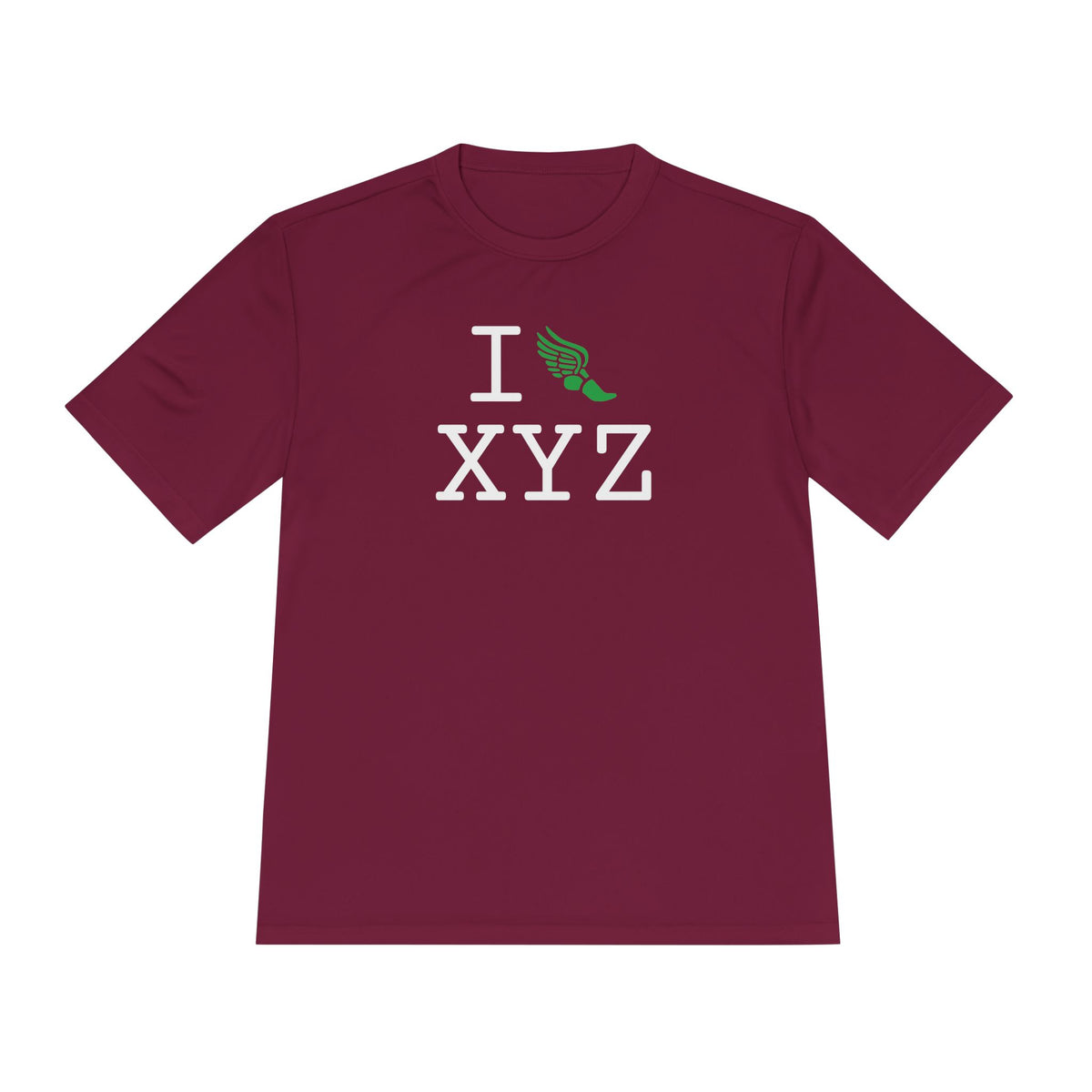 I Run athletic T, green logo