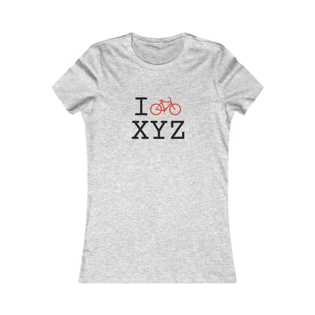 "I Bike ___" women's T, red bike