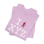 I Hike unisex T, red hiker