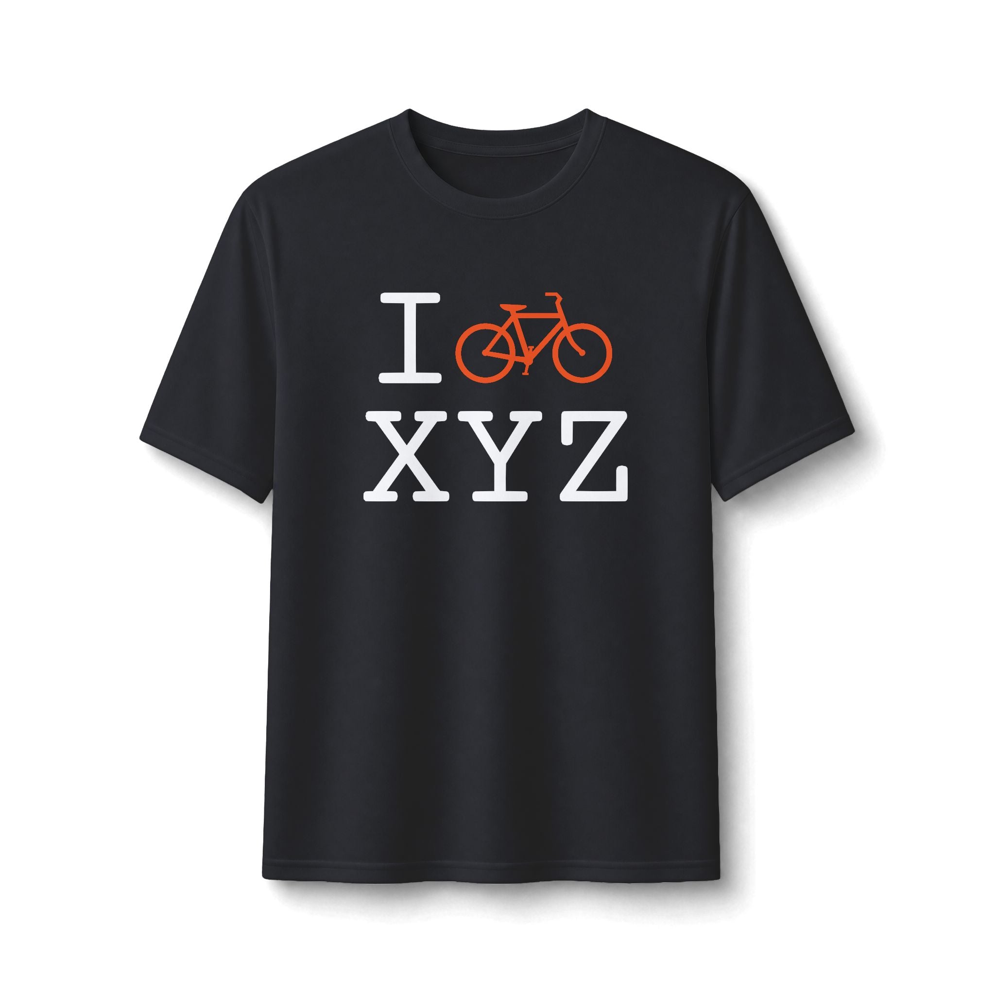 "I Bike ___" athletic T, orange bike