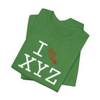 I Run unisex T, dark orange logo