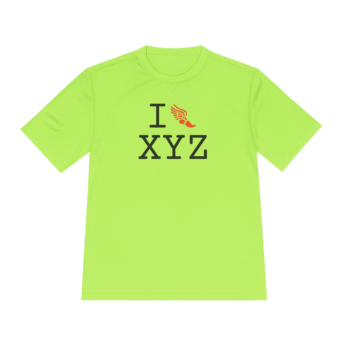 I Run athletic T, orange logo