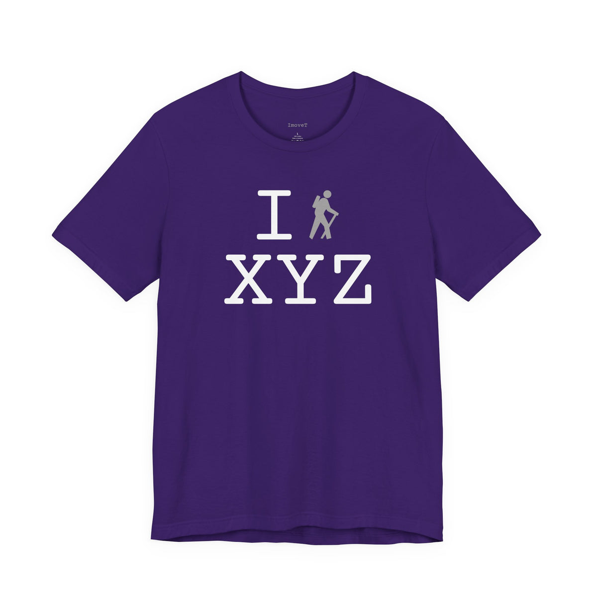 I Hike unisex T, grey hiker