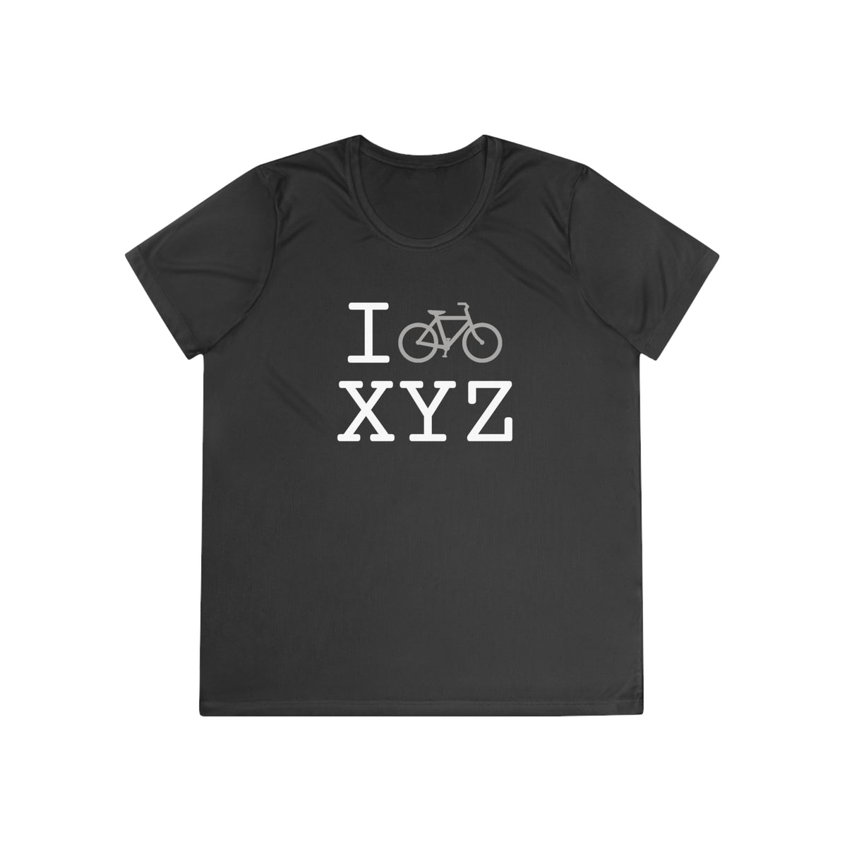 I Bike women's athletic T, grey bike