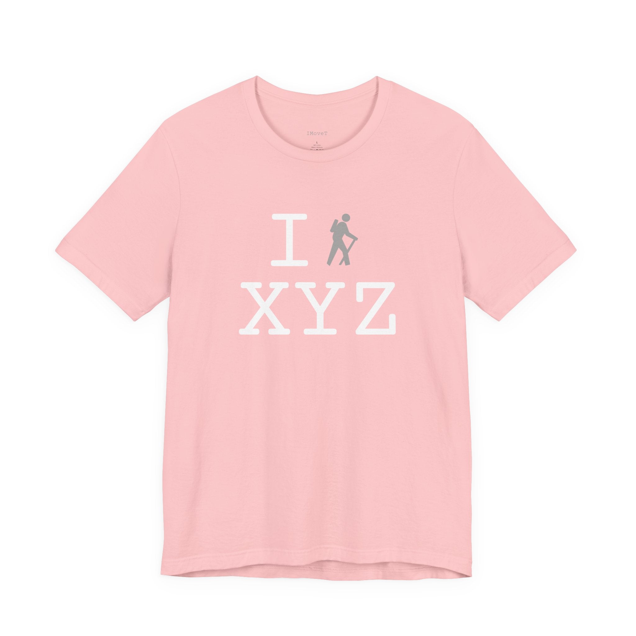 I Hike ___ unisex T, grey hiker