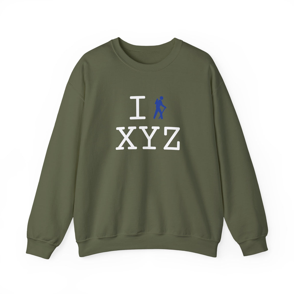 I Hike sweatshirt, blue hiker