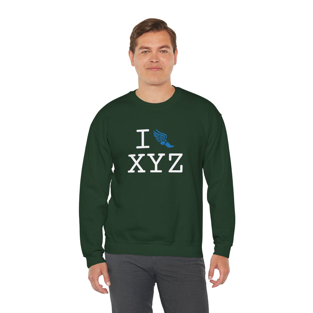 I Run sweatshirt, light blue logo
