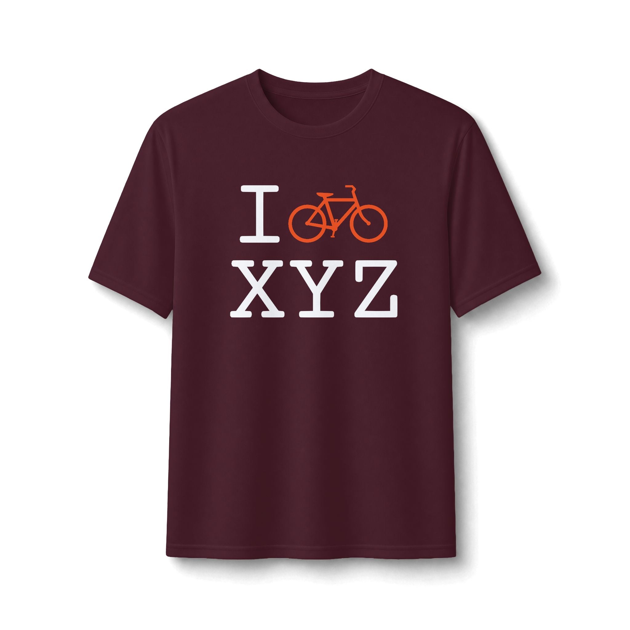 "I Bike ___" athletic T, orange bike