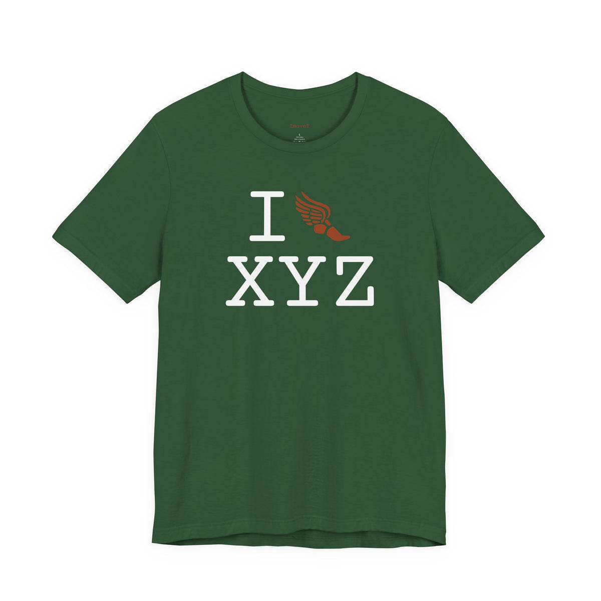 I Run unisex T, dark orange logo
