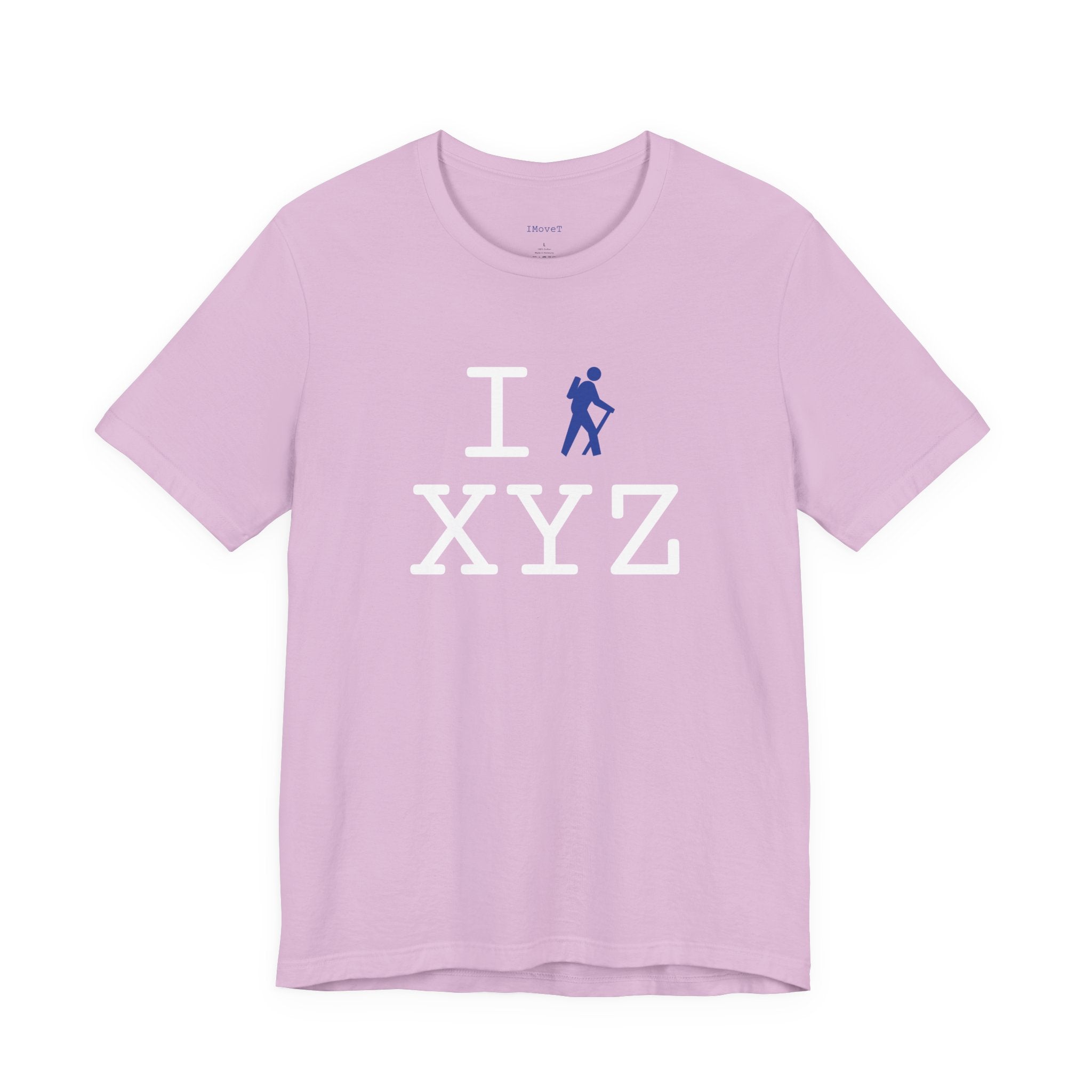 I Hike ___ unisex T, blue hiker