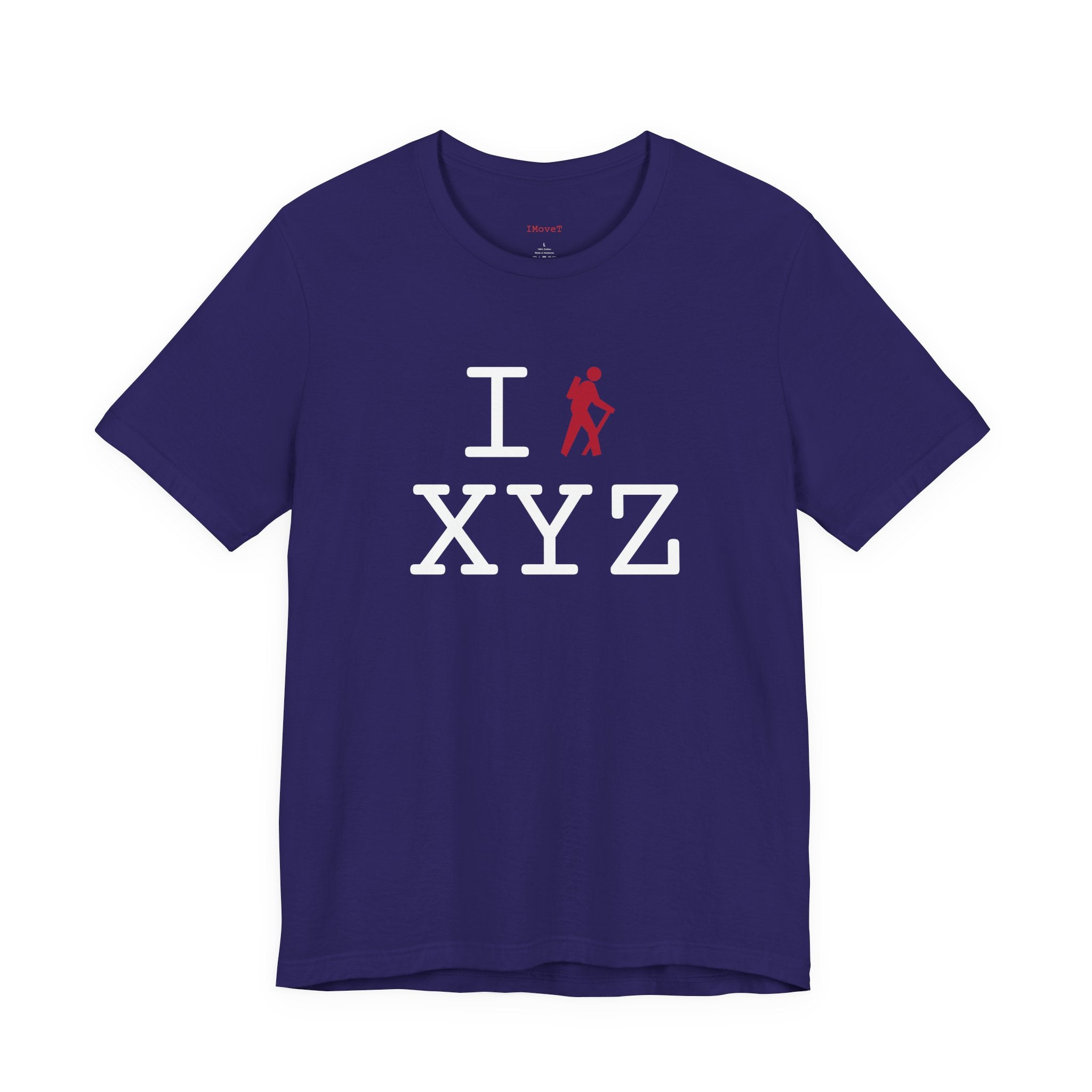 I Hike ___ unisex T, red hiker