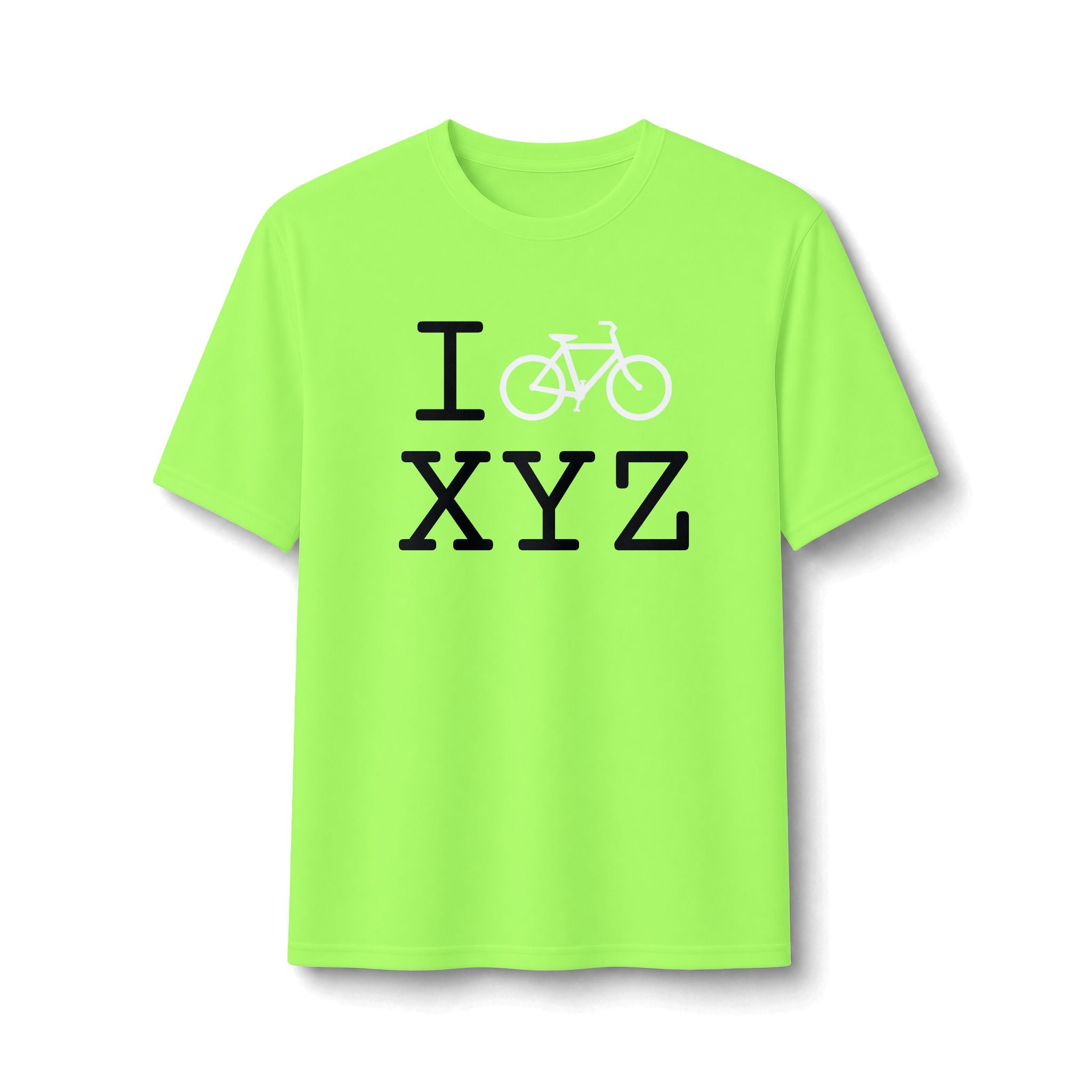 "I Bike ___" athletic T, white bike