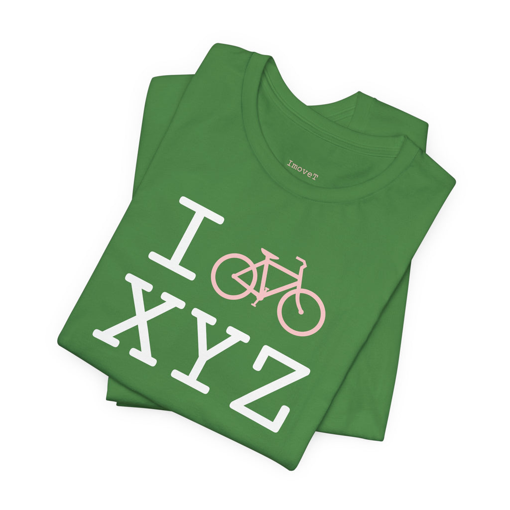 I Bike unisex T, pink bike