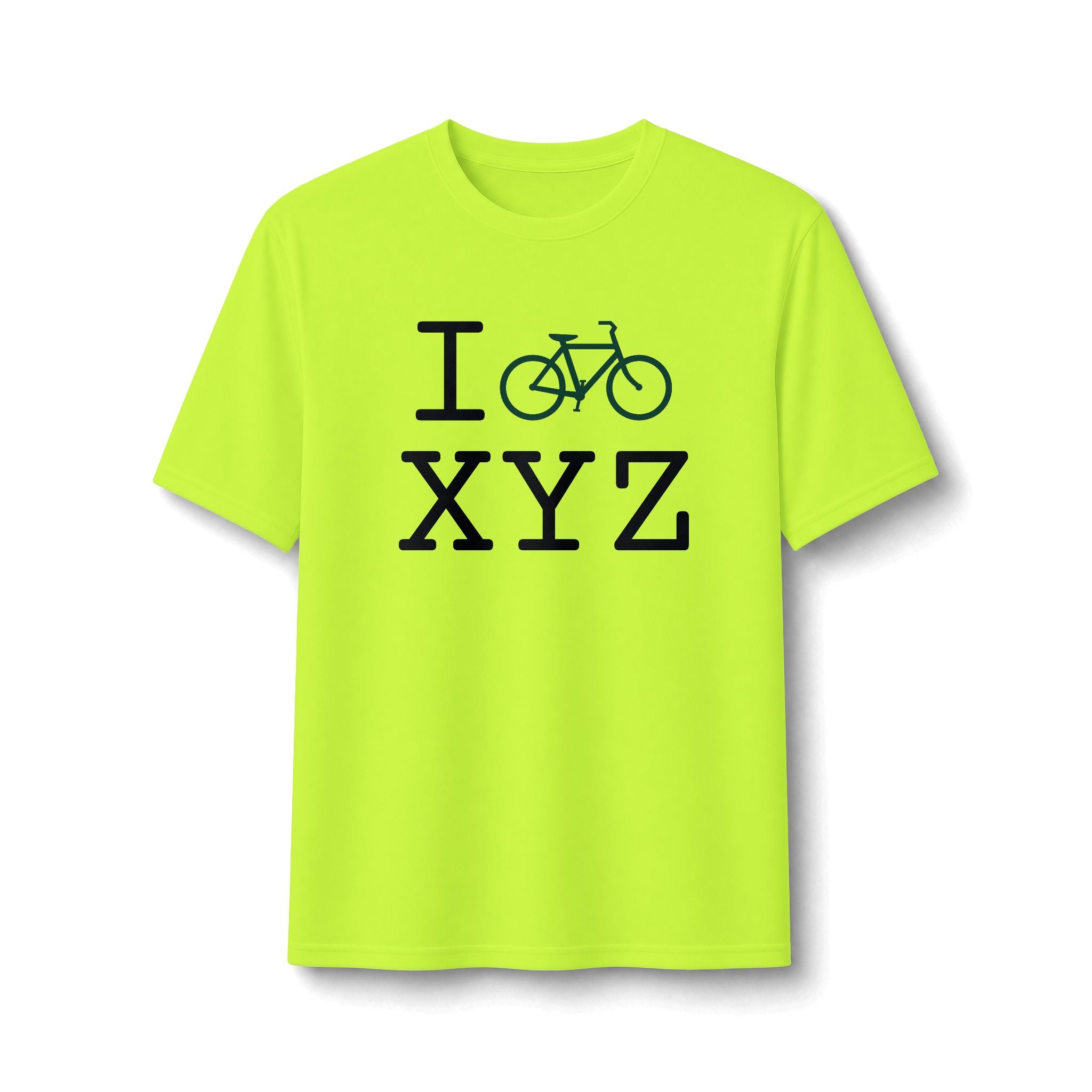 "I Bike ___" athletic T, dark green bike