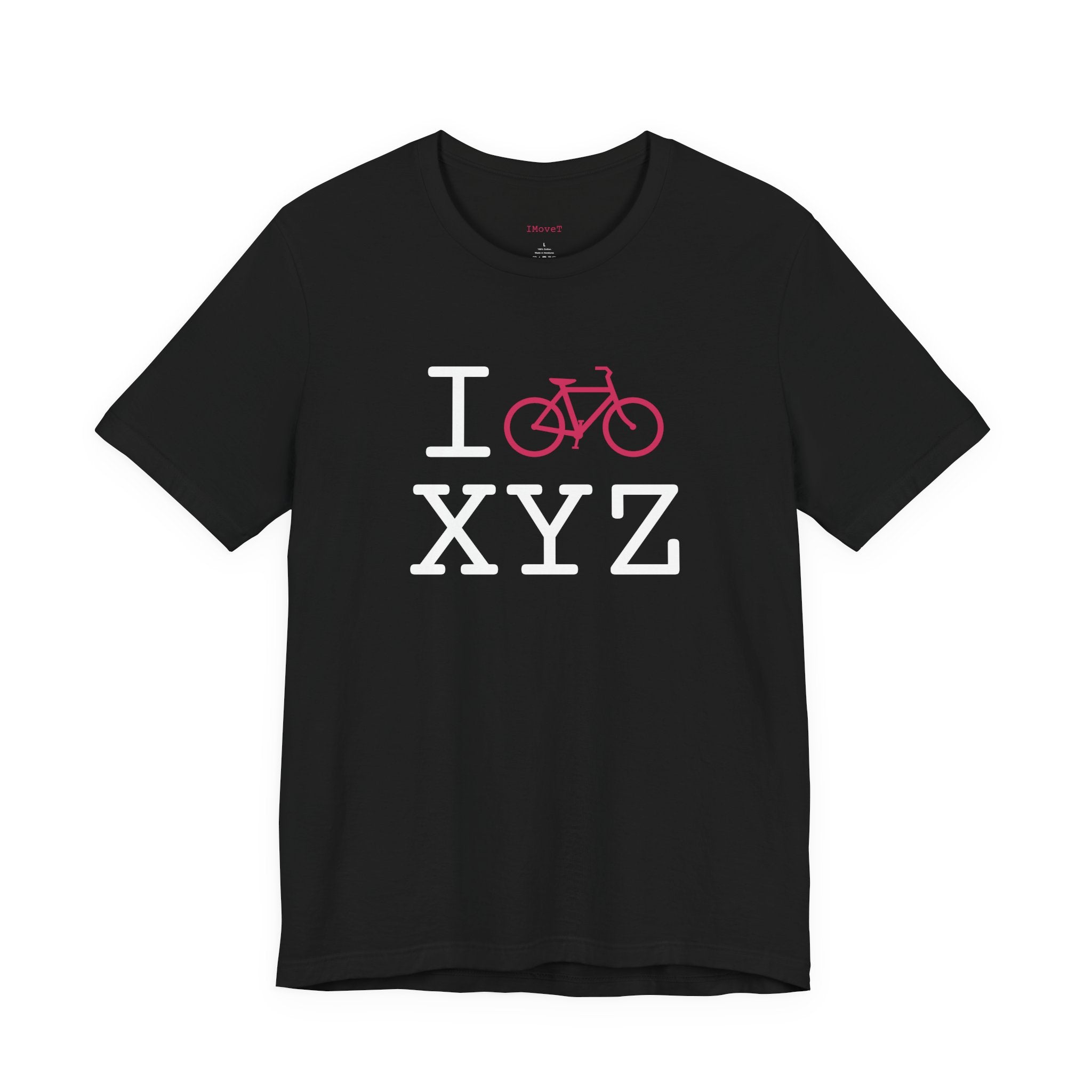I Bike ___ unisex T, hot pink bike
