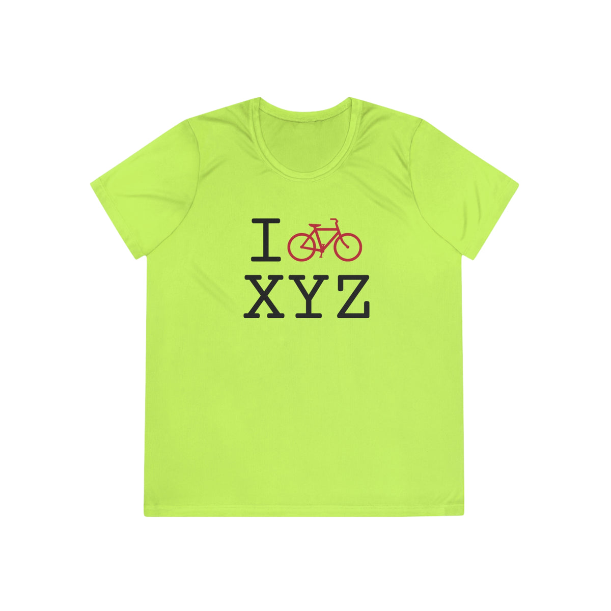 I Bike women's athletic T, crimson bike