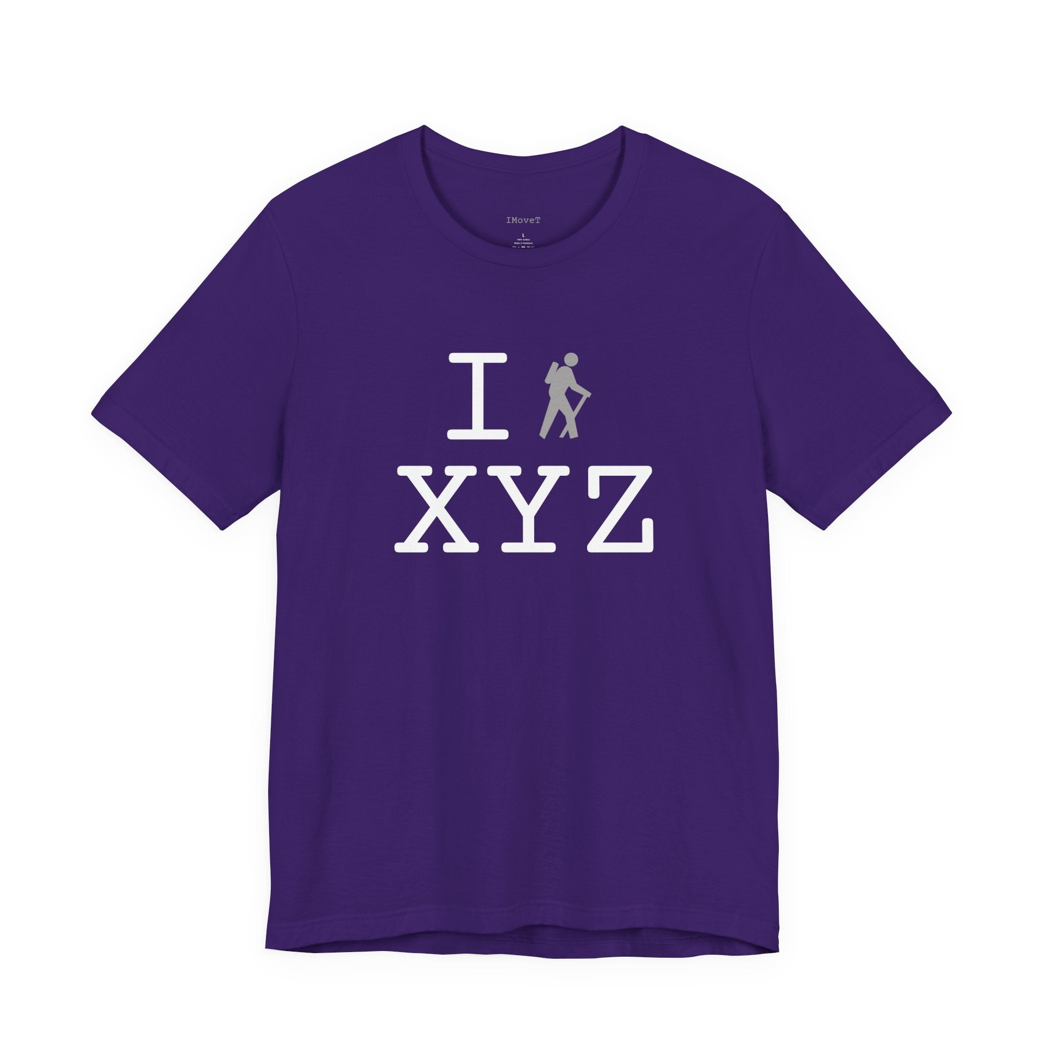I Hike ___ unisex T, grey hiker