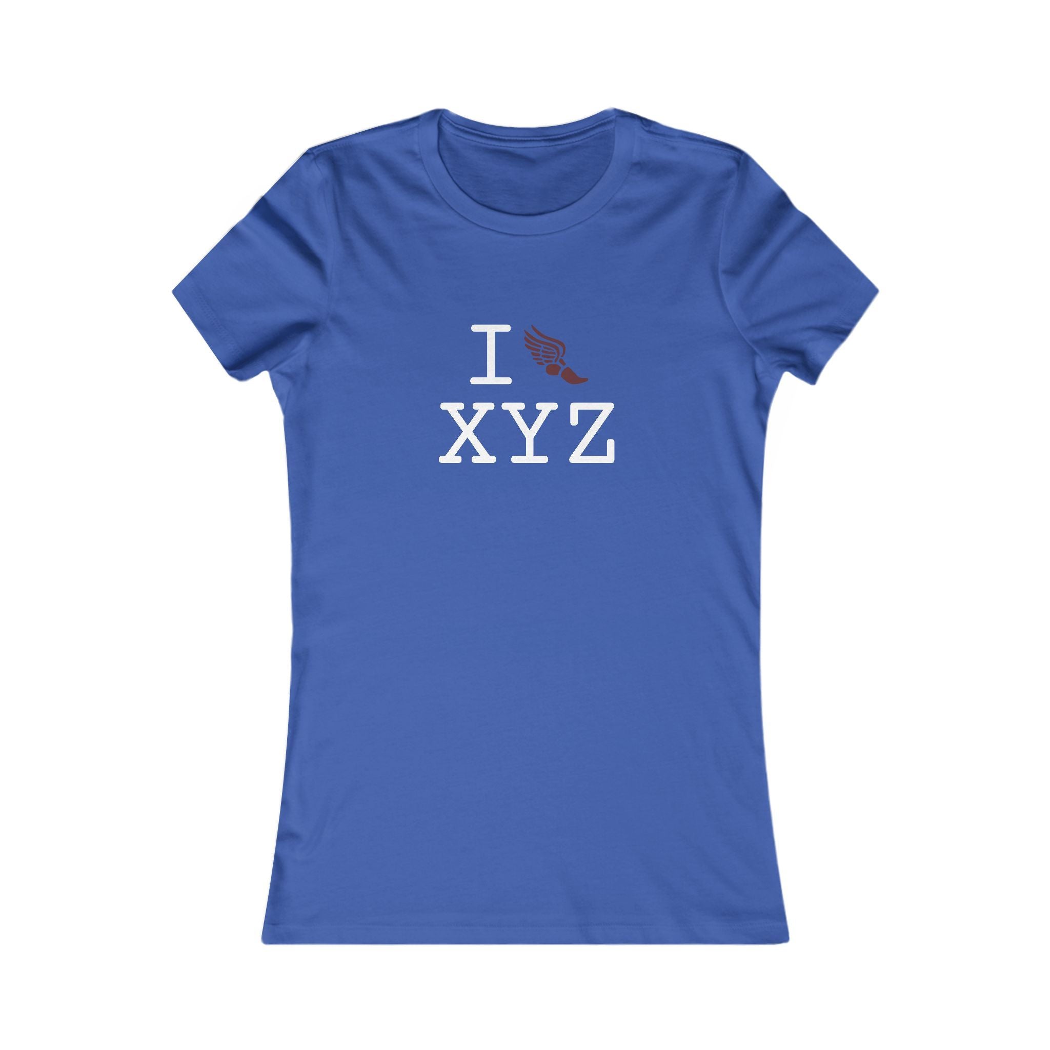 I Run ___ women's T, maroon logo