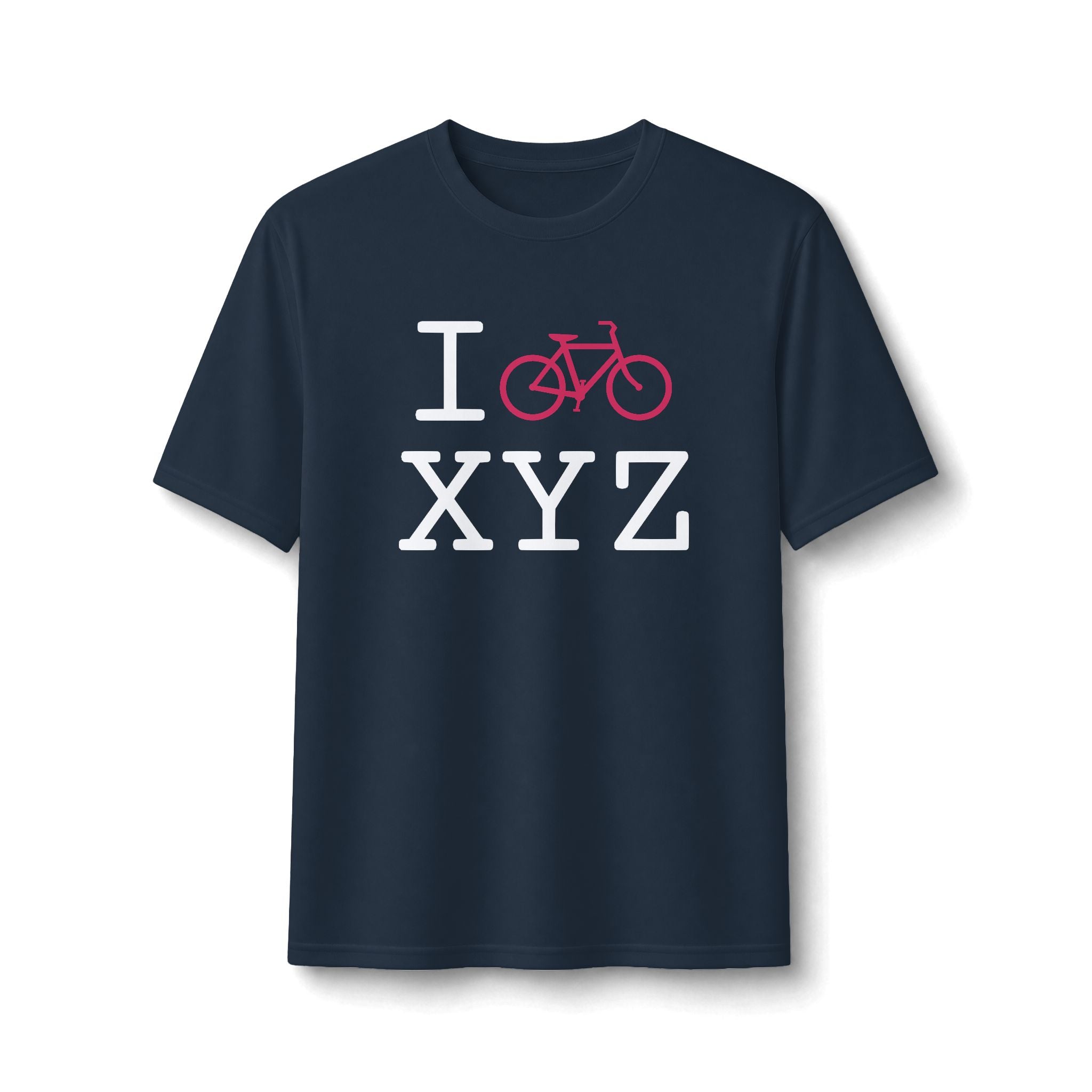 "I Bike ___" athletic T, hot pink bike