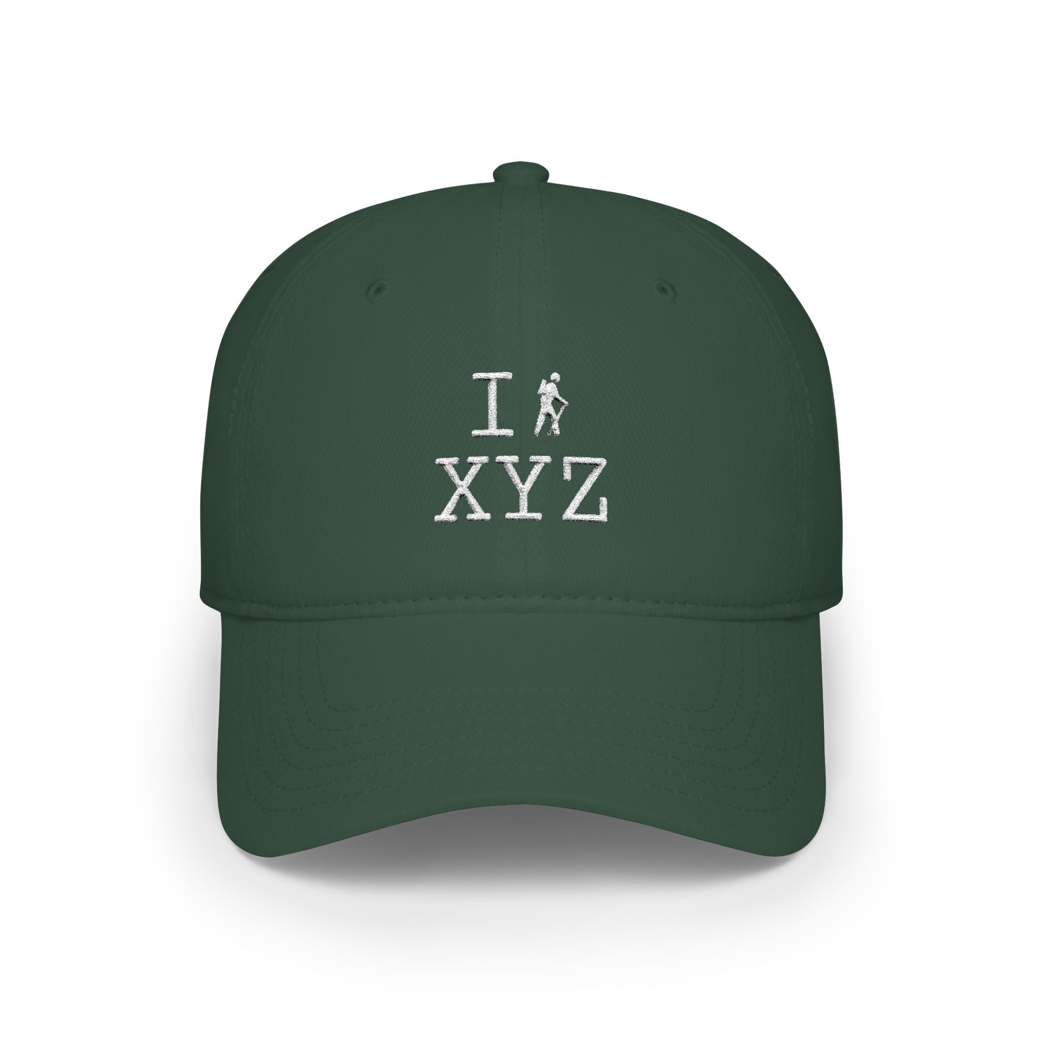 I Hike baseball cap, white hiker