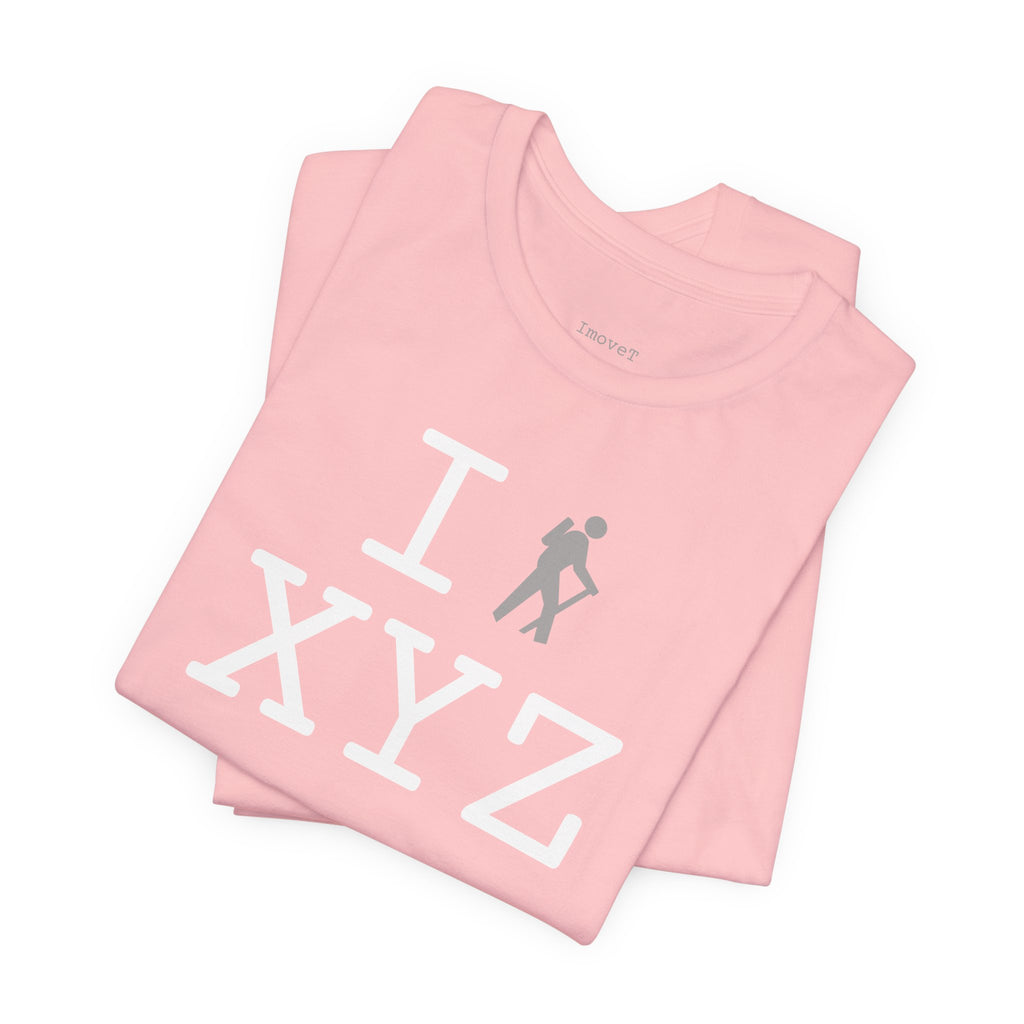 I Hike unisex T, grey hiker