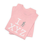 I Hike unisex T, grey hiker