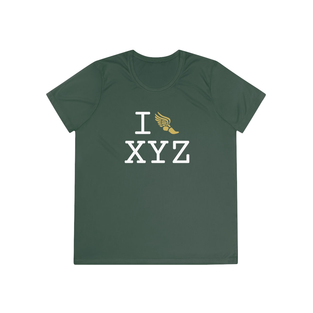 I Run women's athletic T, gold logo