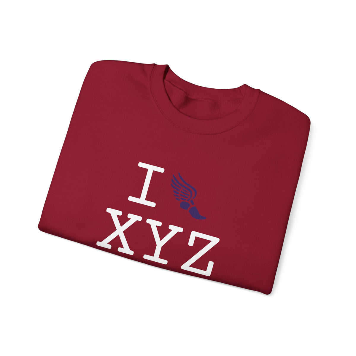 I Run sweatshirt, purple logo
