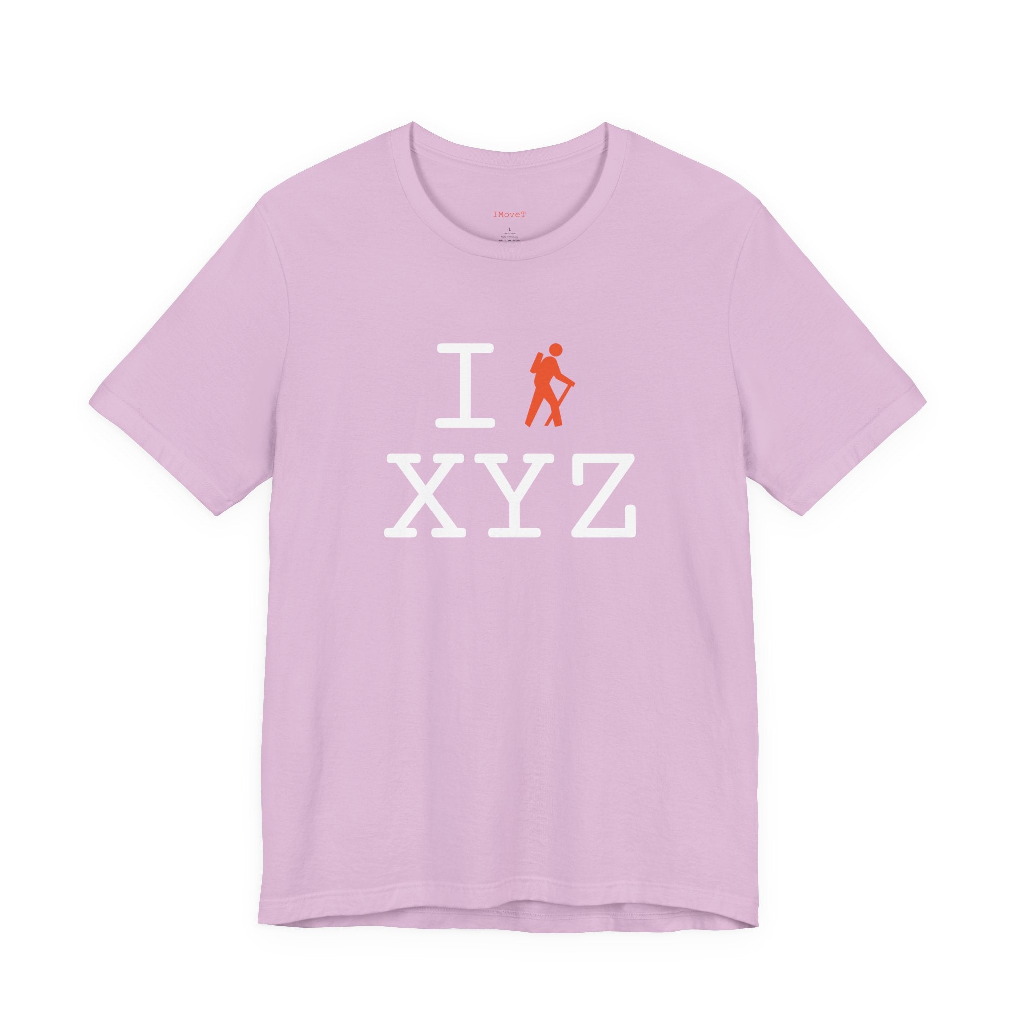 I Hike ___ unisex T, orange hiker