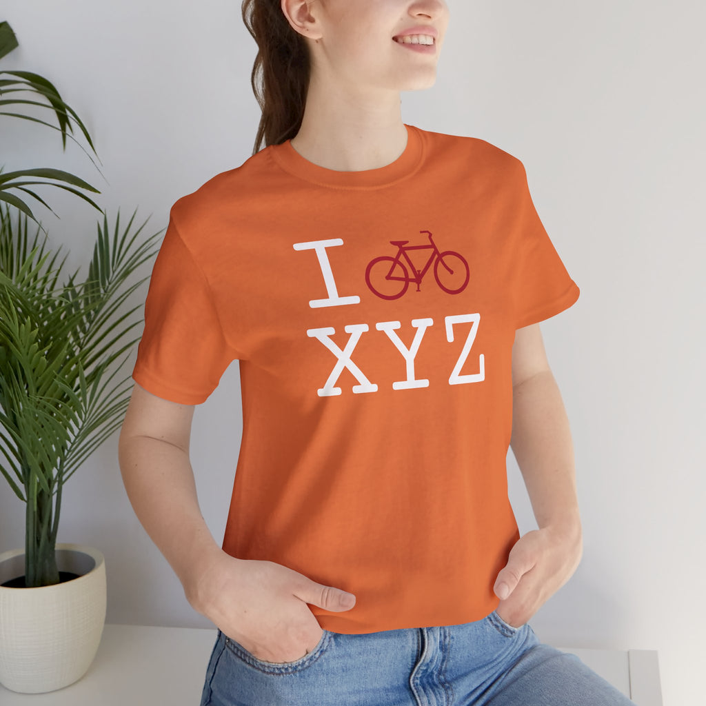 I Bike unisex T, crimson bike