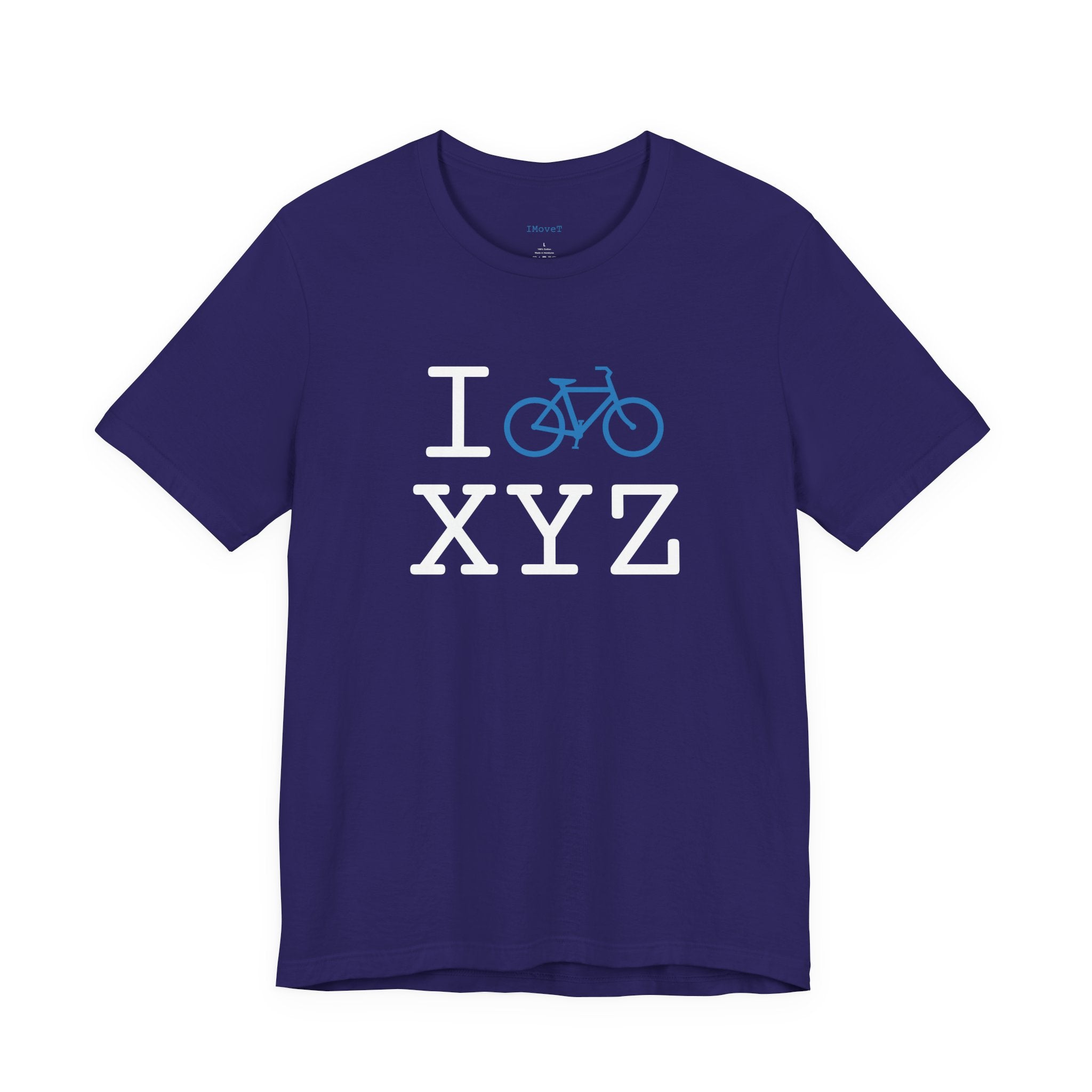 I Bike ___ unisex T, light blue bike