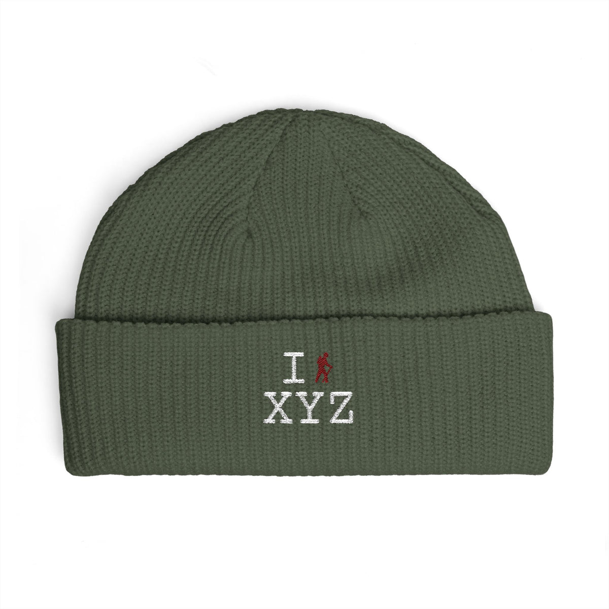 I Hike beanie, maroon hiker