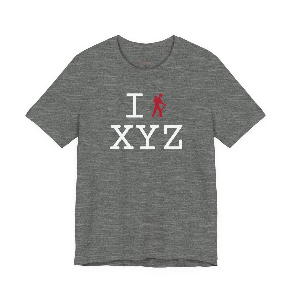 I Hike unisex T, red hiker