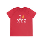 I Hike women's athletic T, yellow hiker