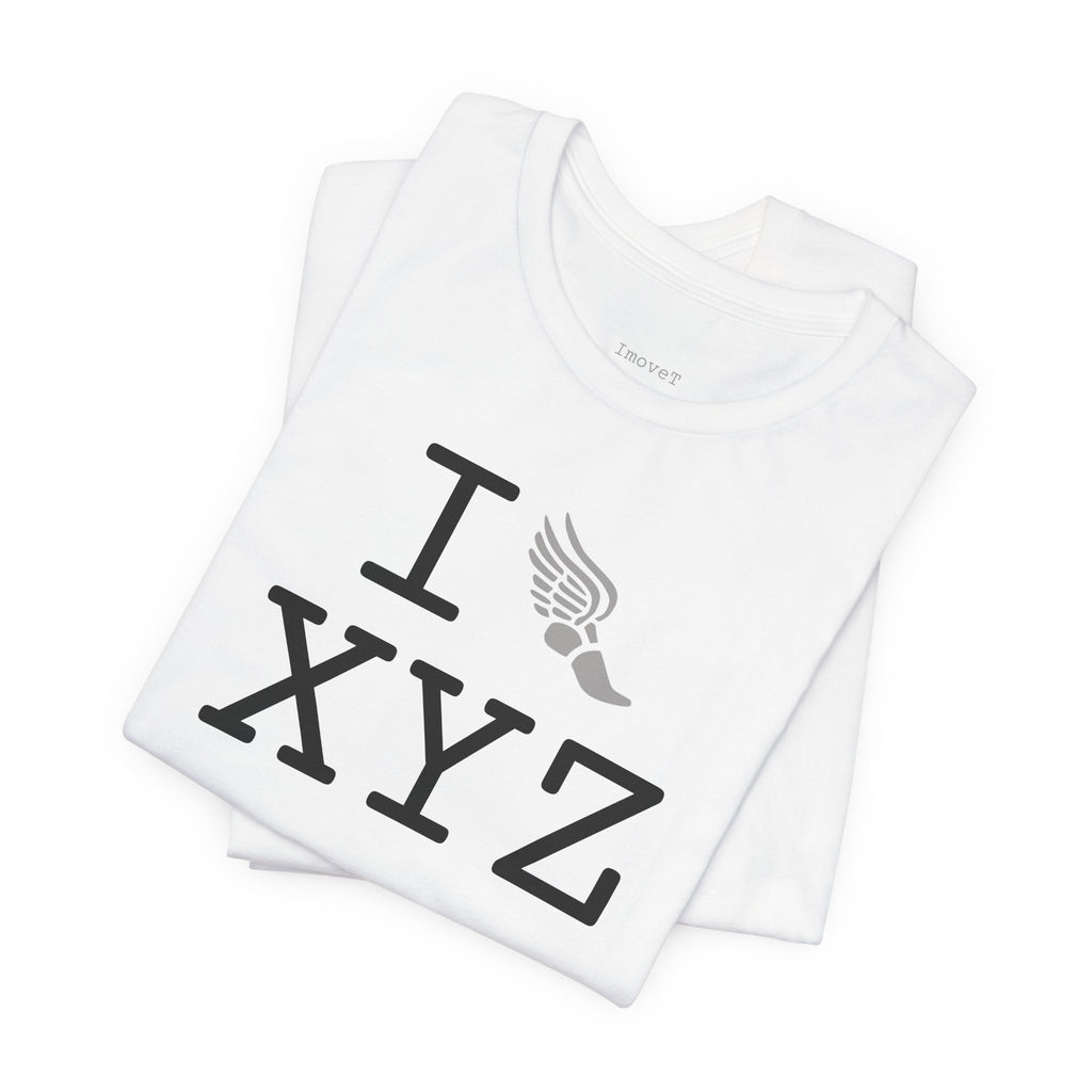 I Run unisex T, grey logo