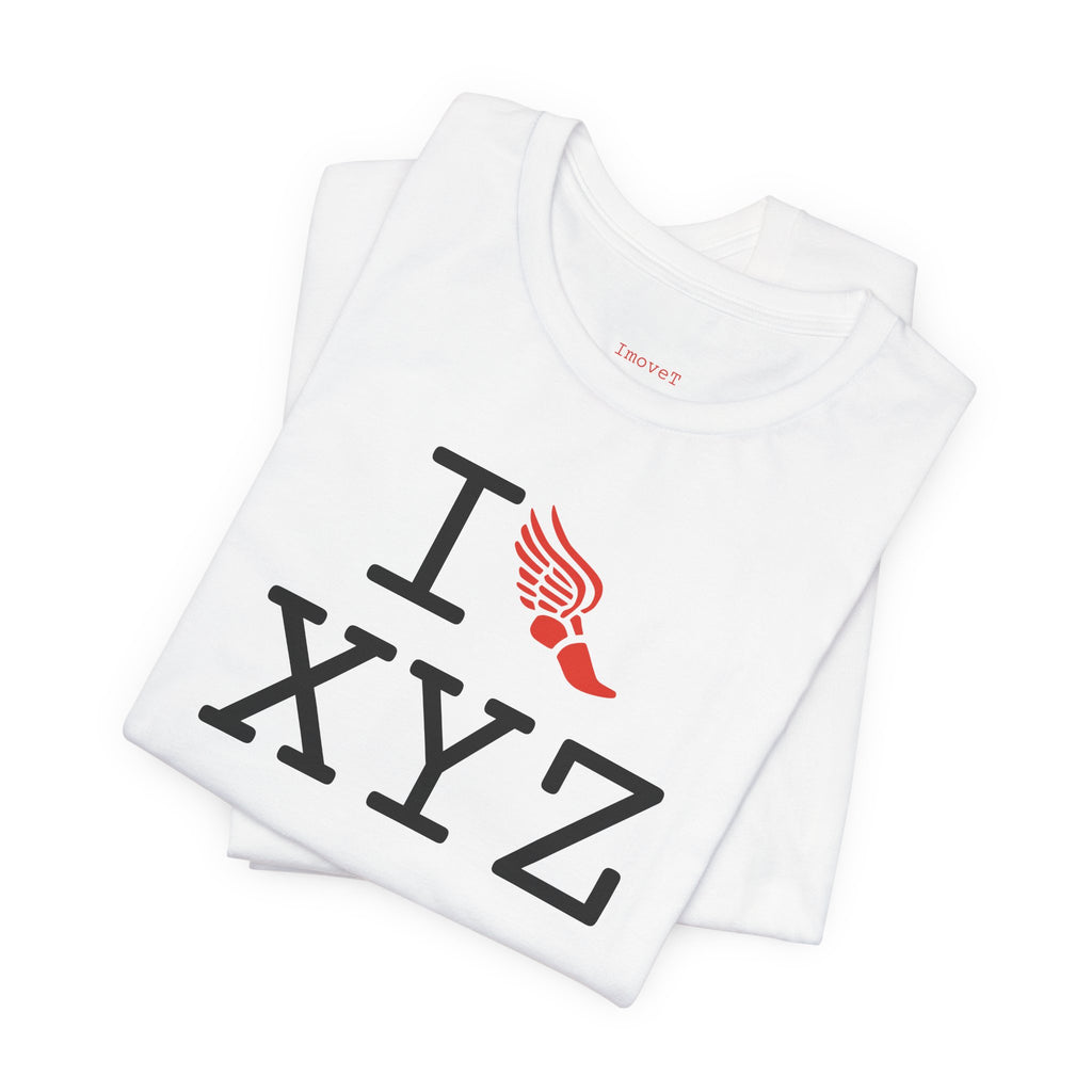 I Run unisex T, red logo