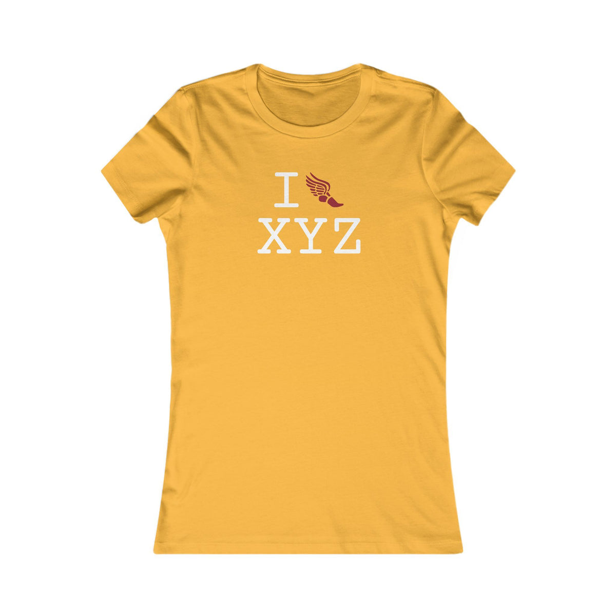 I Run women's T, crimson logo