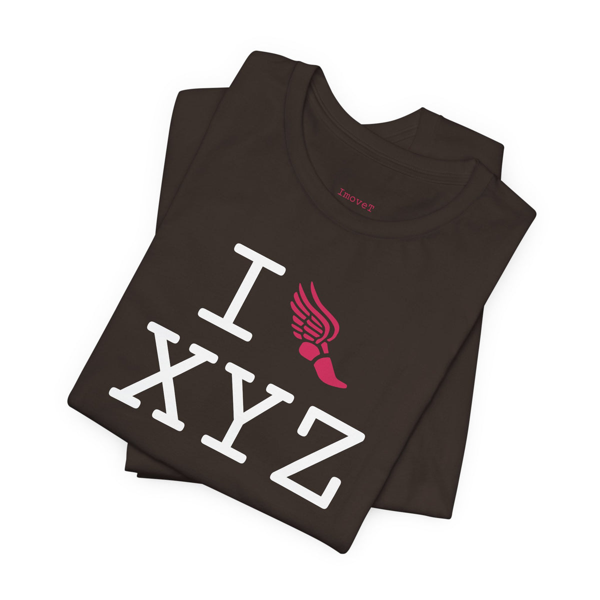 I Run unisex T, hot pink logo